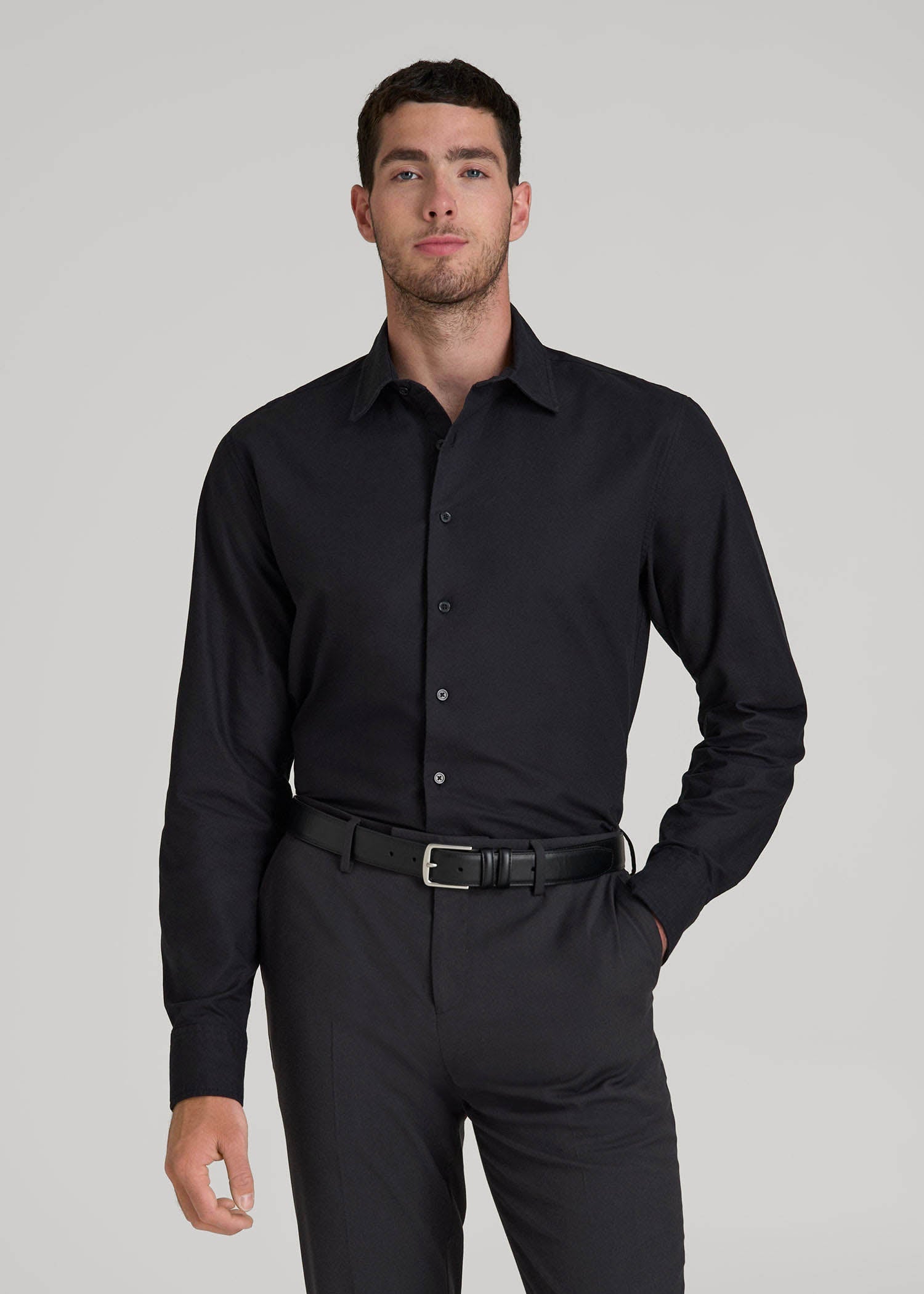 American Tall Men Pinpoint Oxford Shirt for Tall Men in Black