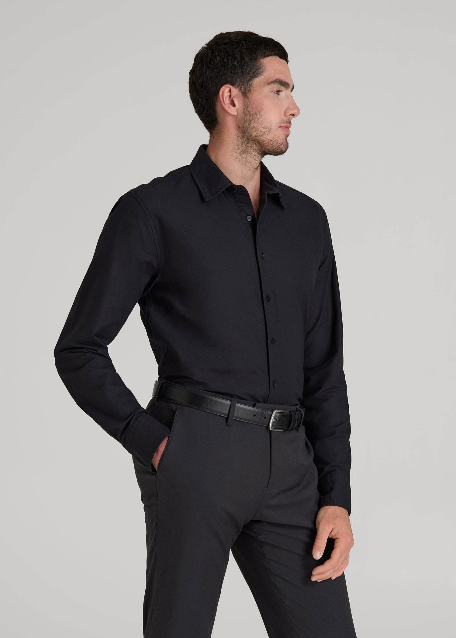 American Tall Men Pinpoint Oxford Shirt for Tall Men in Black