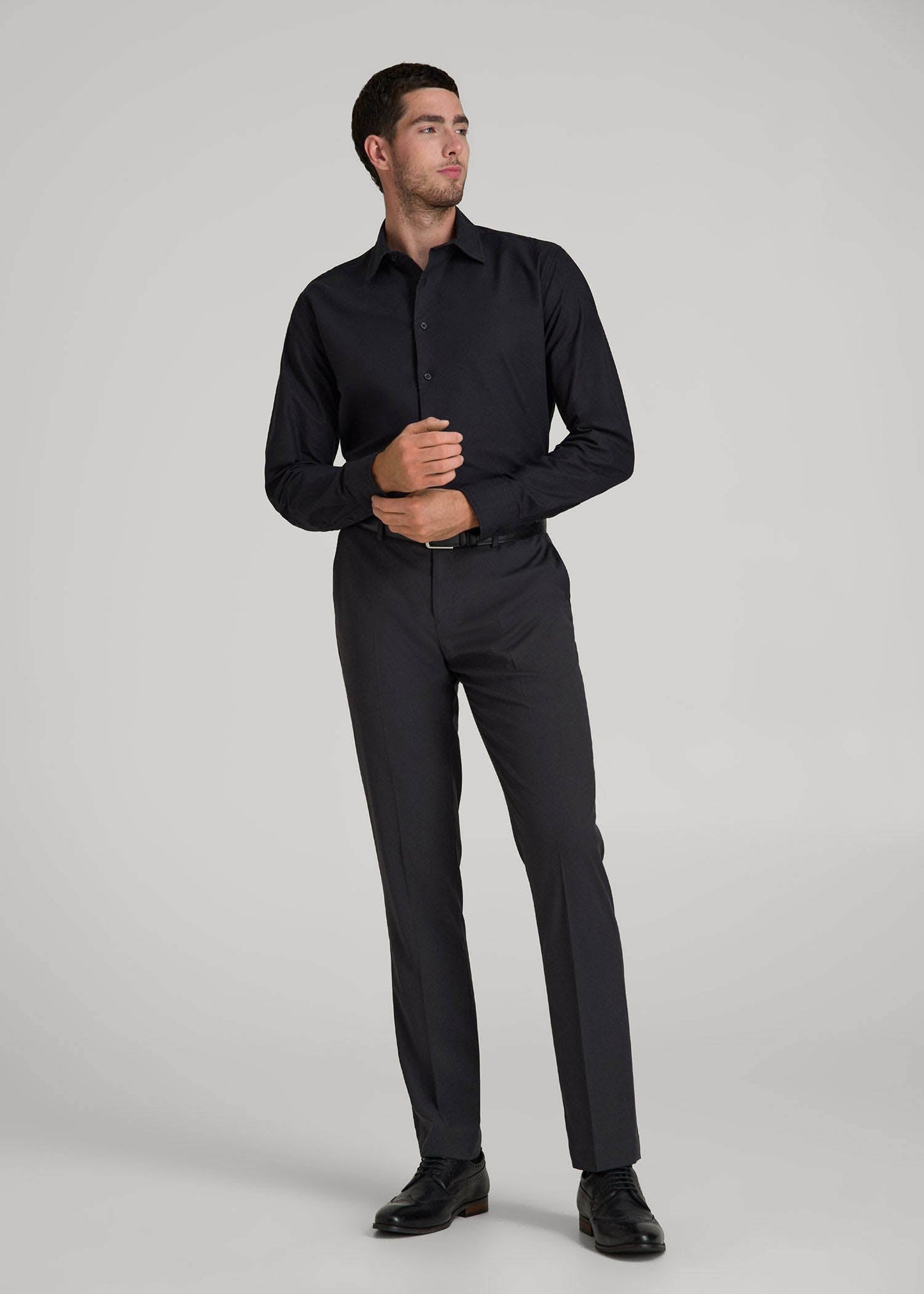American Tall Men Pinpoint Oxford Shirt for Tall Men in Black