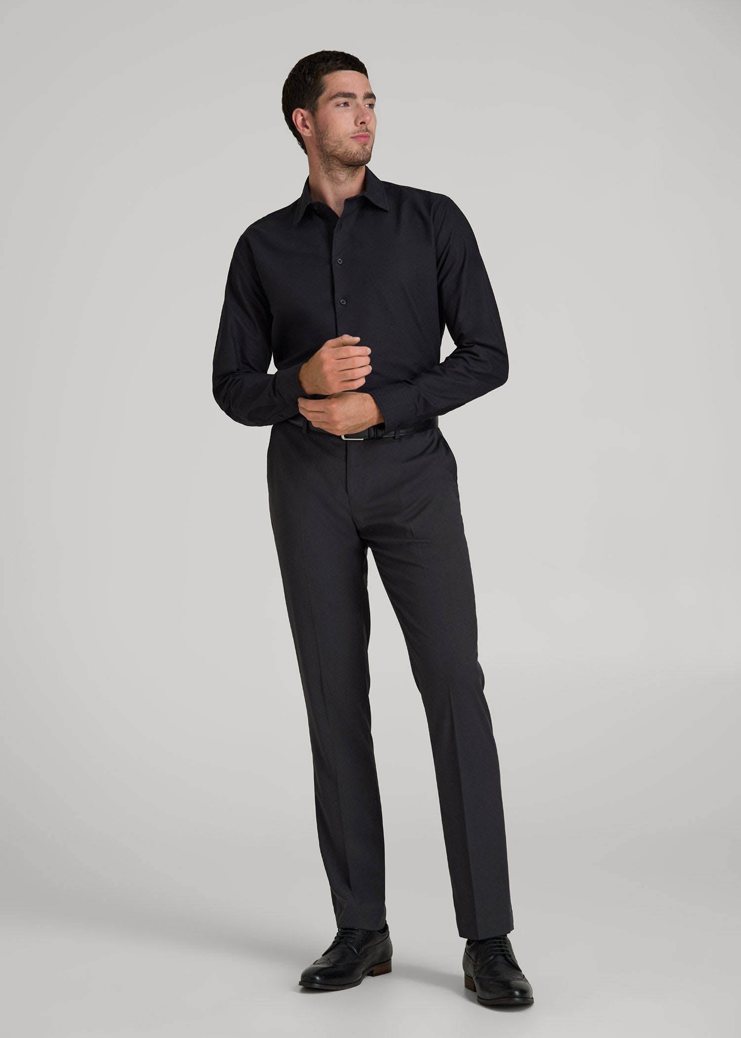 American Tall Men Pinpoint Oxford Shirt for Tall Men in Black