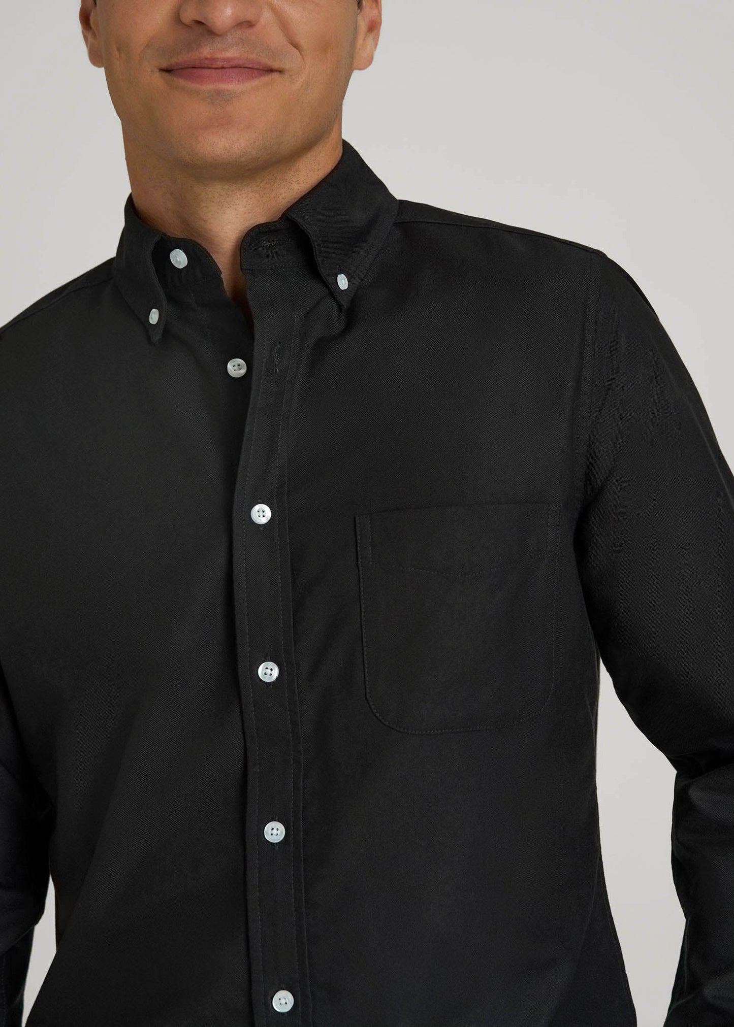 American Tall Men Oxford Cloth Button Down Shirt for Tall Men in Deep Black