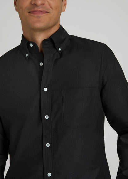 American Tall Men Oxford Cloth Button Down Shirt for Tall Men in Deep Black