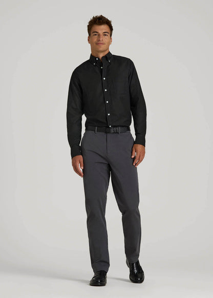 American Tall Men Oxford Cloth Button Down Shirt for Tall Men in Deep Black