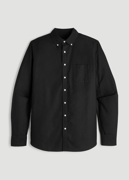American Tall Men Oxford Cloth Button Down Shirt for Tall Men in Deep Black