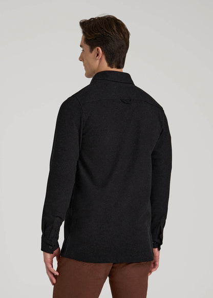 American Tall Men Stretch Knit Overshirt for Tall Men in Black