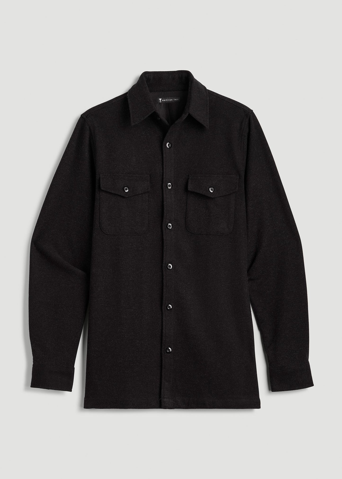 American Tall Men Stretch Knit Overshirt for Tall Men in Black