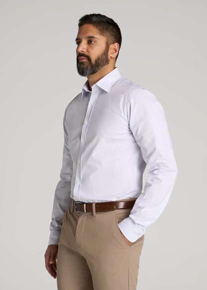 American Tall Men Oskar Easy Care Dress Shirt for Tall Men in Iris Mini Check