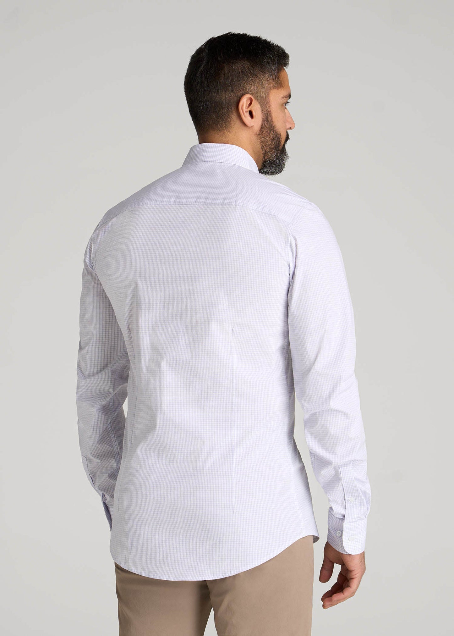 American Tall Men Oskar Easy Care Dress Shirt for Tall Men in Iris Mini Check