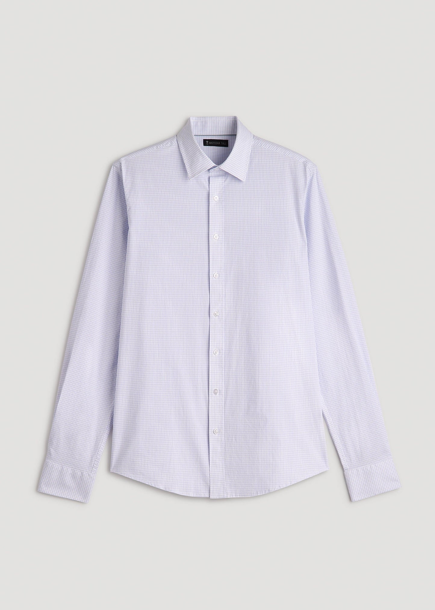 American Tall Men Oskar Easy Care Dress Shirt for Tall Men in Iris Mini Check