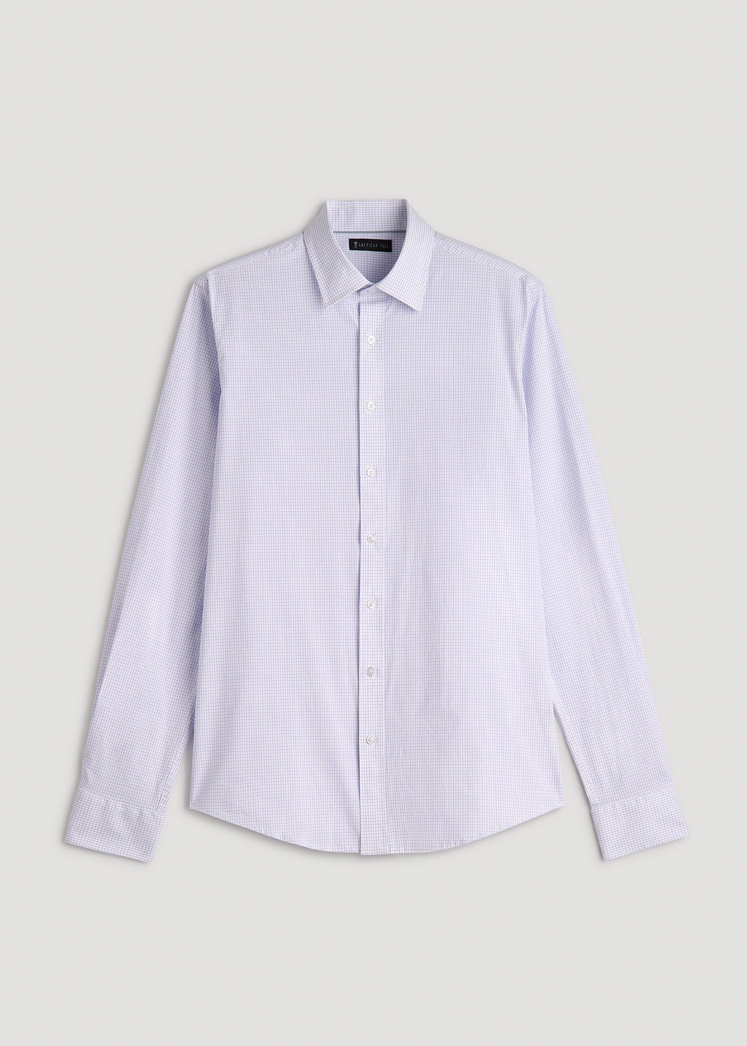 American Tall Men Oskar Easy Care Dress Shirt for Tall Men in Iris Mini Check