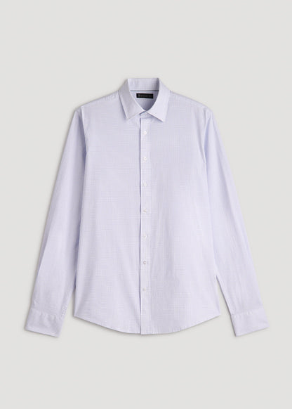 American Tall Men Oskar Easy Care Dress Shirt for Tall Men in Iris Mini Check