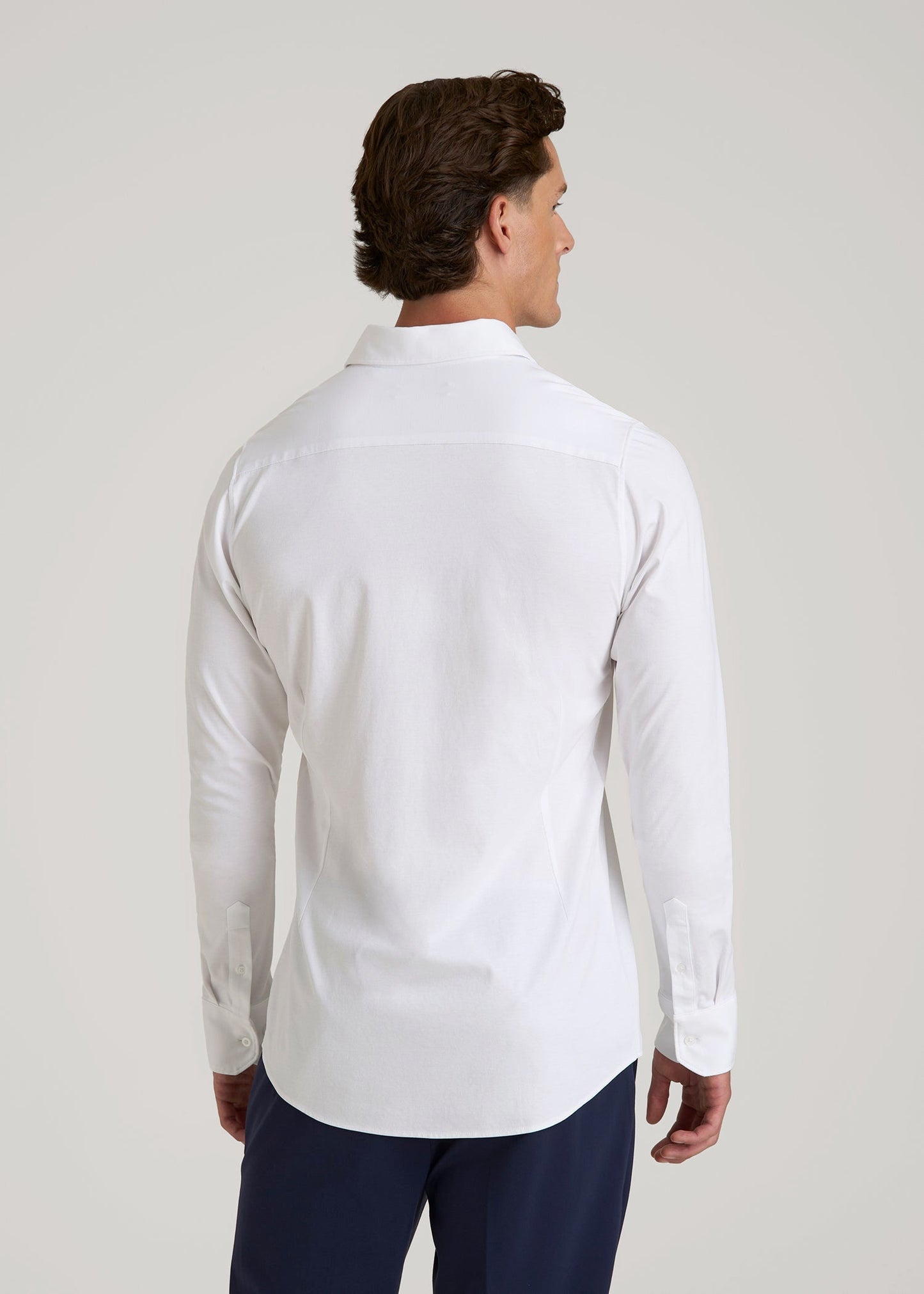 American Tall Men Stretch Jersey Dress Shirt for Tall Men in Optic White
