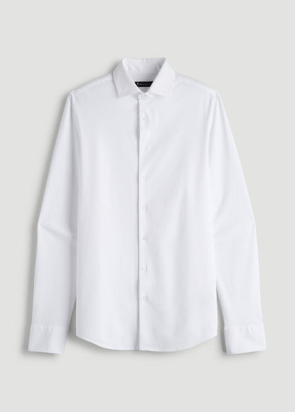 American Tall Men Stretch Jersey Dress Shirt for Tall Men in Optic White