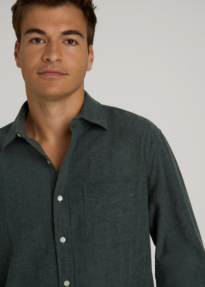 American Tall Men Nelson Flannel Shirt for Tall Men in Balsam Green Chevron