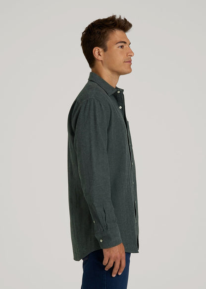 American Tall Men Nelson Flannel Shirt for Tall Men in Balsam Green Chevron