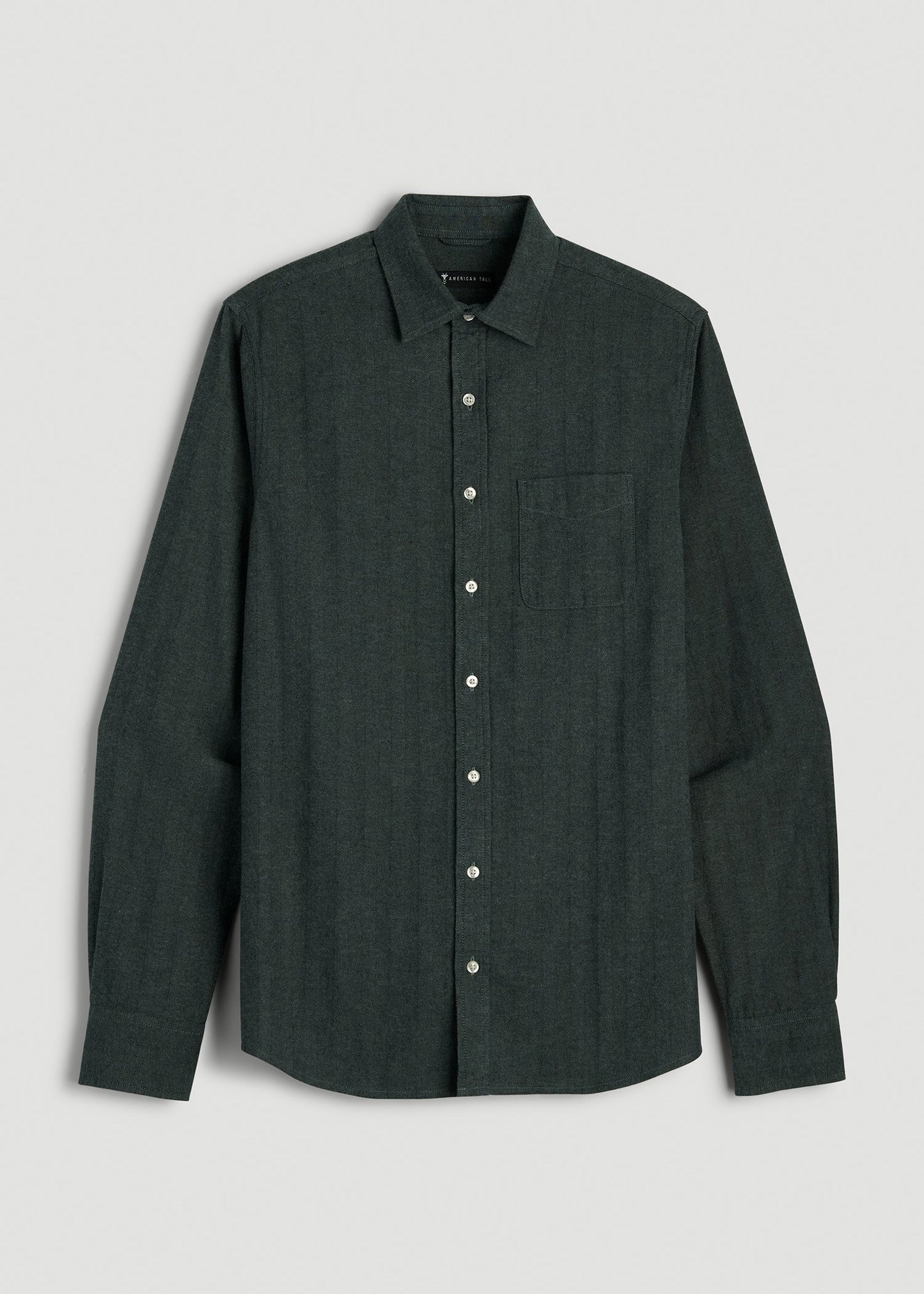 American Tall Men Nelson Flannel Shirt for Tall Men in Balsam Green Chevron