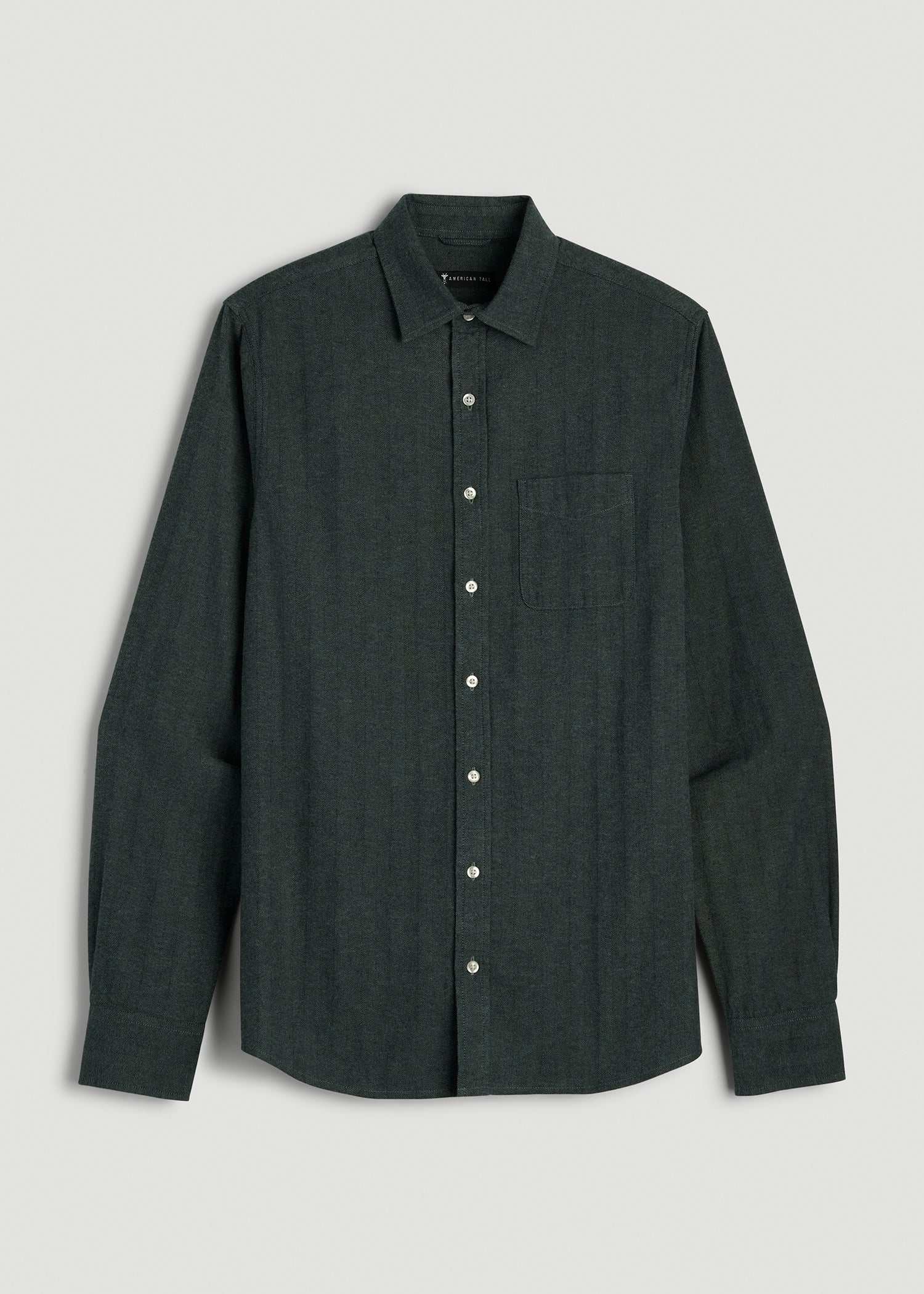 American Tall Men Nelson Flannel Shirt for Tall Men in Balsam Green Chevron