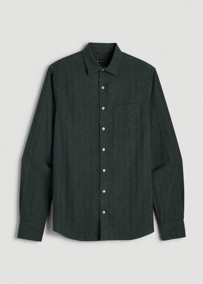 American Tall Men Nelson Flannel Shirt for Tall Men in Balsam Green Chevron