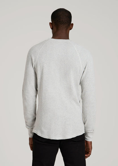 American Tall Men Double Honeycomb Thermal Long-Sleeve Henley Shirt for Tall Men in Light Heather Grey