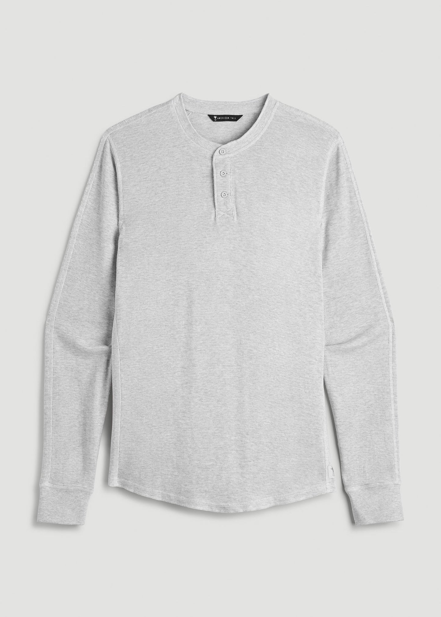 American Tall Men Double Honeycomb Thermal Long-Sleeve Henley Shirt for Tall Men in Light Heather Grey