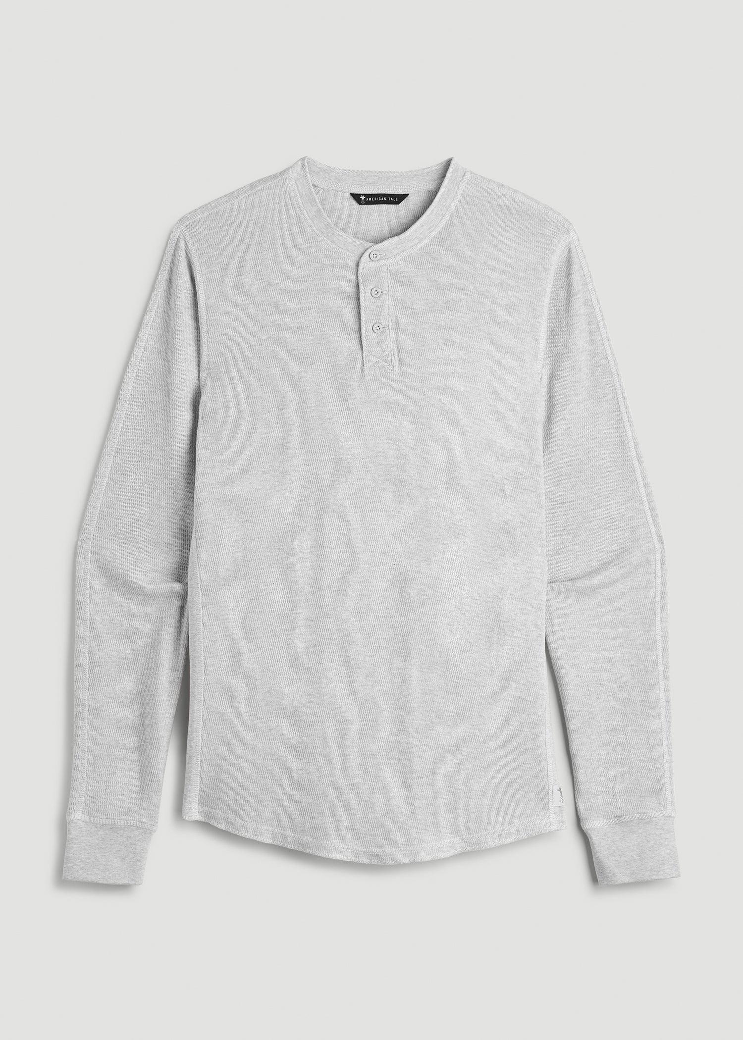 American Tall Men Double Honeycomb Thermal Long-Sleeve Henley Shirt for Tall Men in Light Heather Grey