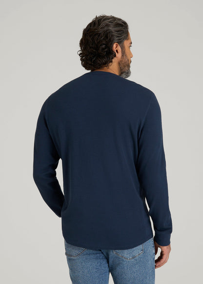 American Tall Men Double Honeycomb Thermal Crewneck for Tall Men in True Navy