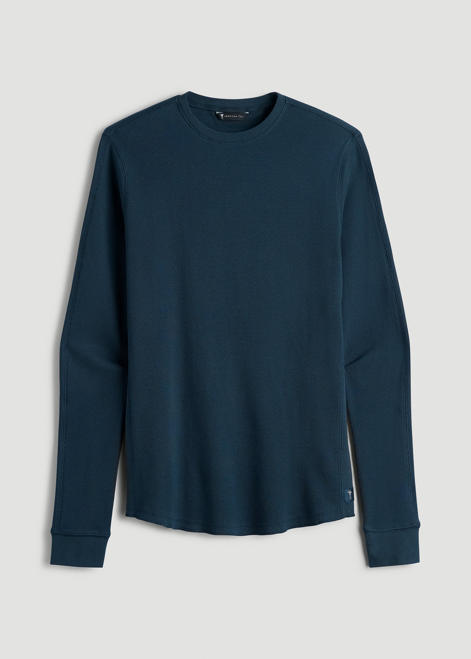 American Tall Men Double Honeycomb Thermal Crewneck for Tall Men in True Navy