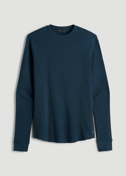 American Tall Men Double Honeycomb Thermal Crewneck for Tall Men in True Navy