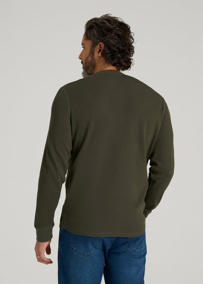 American Tall Men Double Honeycomb Thermal Crewneck for Tall Men in Dark Olive Green