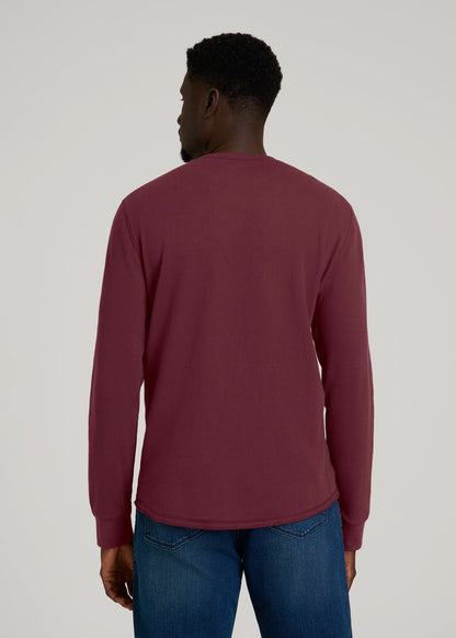 American Tall Men Double Honeycomb Thermal Crewneck for Tall Men in Tawny Port