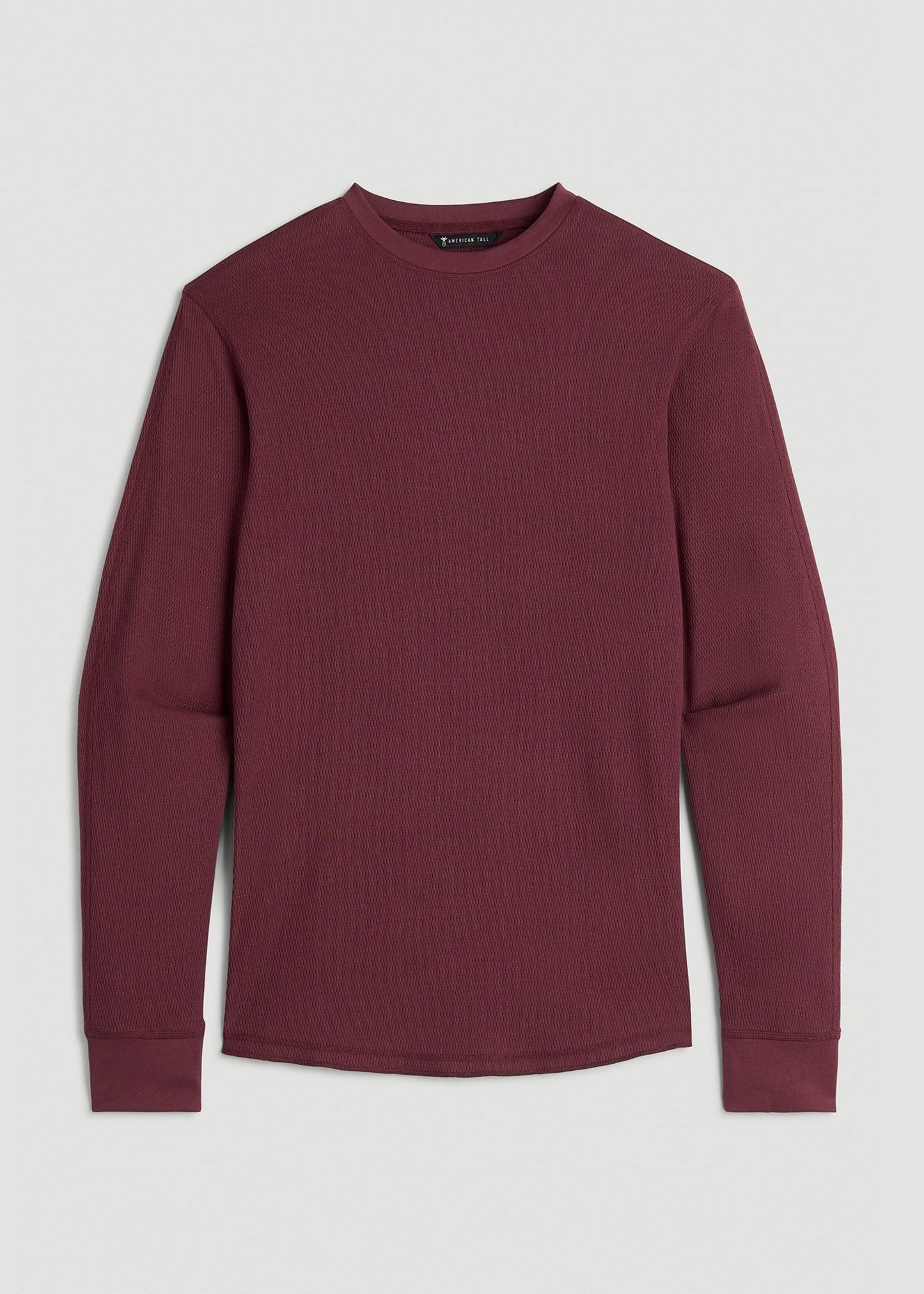 American Tall Men Double Honeycomb Thermal Crewneck for Tall Men in Tawny Port