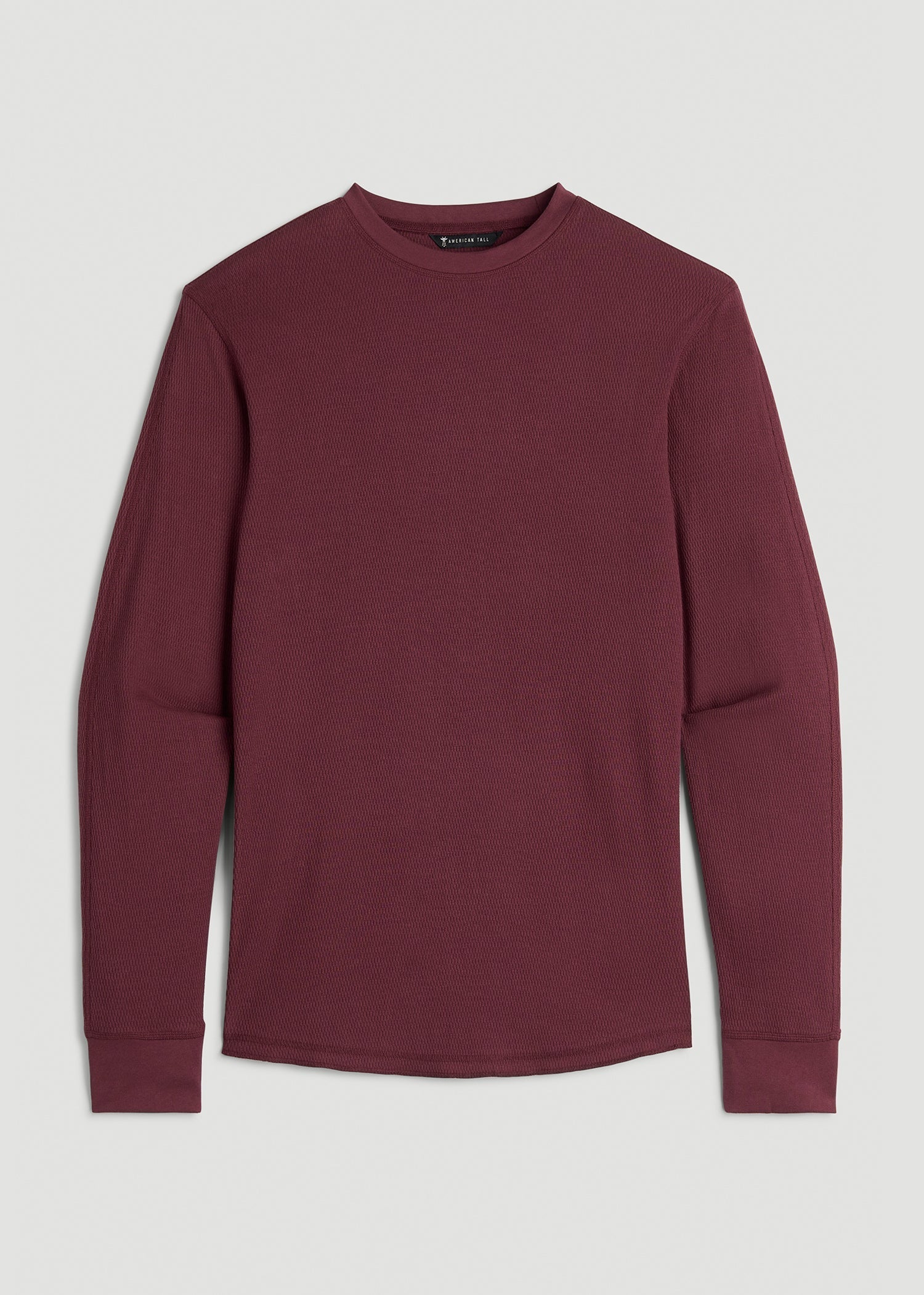 American Tall Men Double Honeycomb Thermal Crewneck for Tall Men in Tawny Port