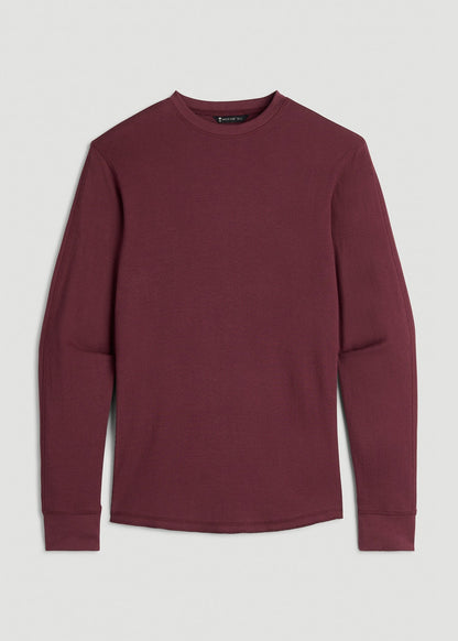 American Tall Men Double Honeycomb Thermal Crewneck for Tall Men in Tawny Port