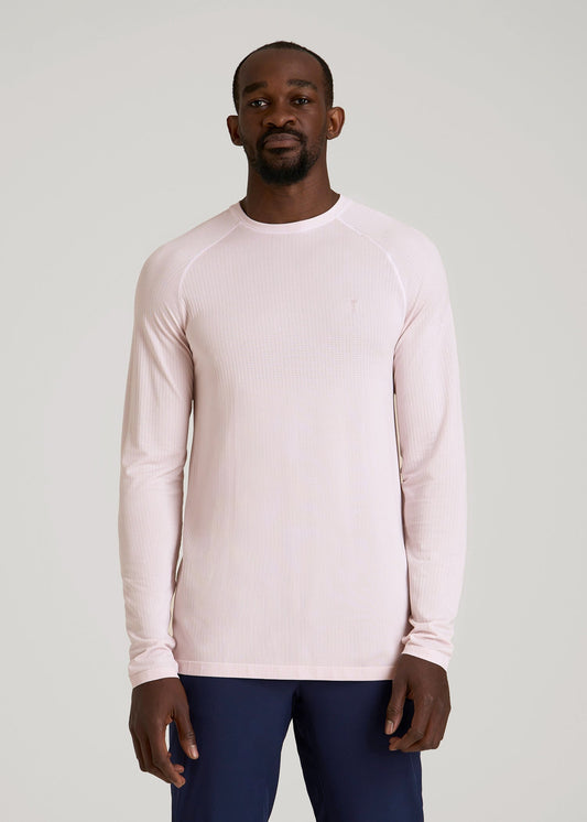 American Tall Men Long Sleeve Vented Performance Top for Tall Men in Grey Lilac