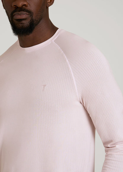 American Tall Men Long Sleeve Vented Performance Top for Tall Men in Grey Lilac