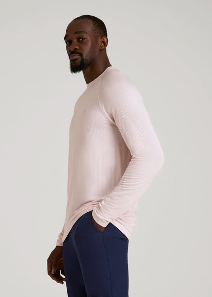 American Tall Men Long Sleeve Vented Performance Top for Tall Men in Grey Lilac