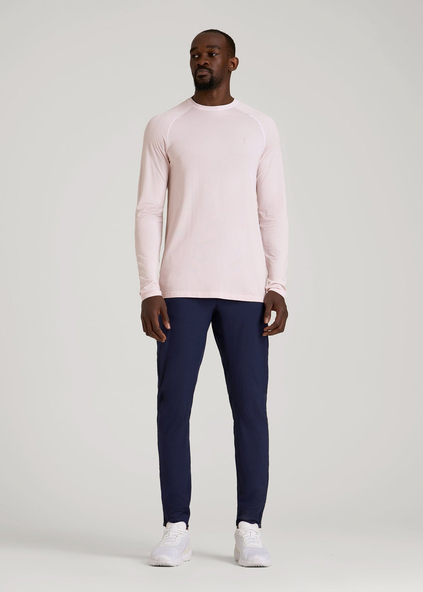 American Tall Men Long Sleeve Vented Performance Top for Tall Men in Grey Lilac