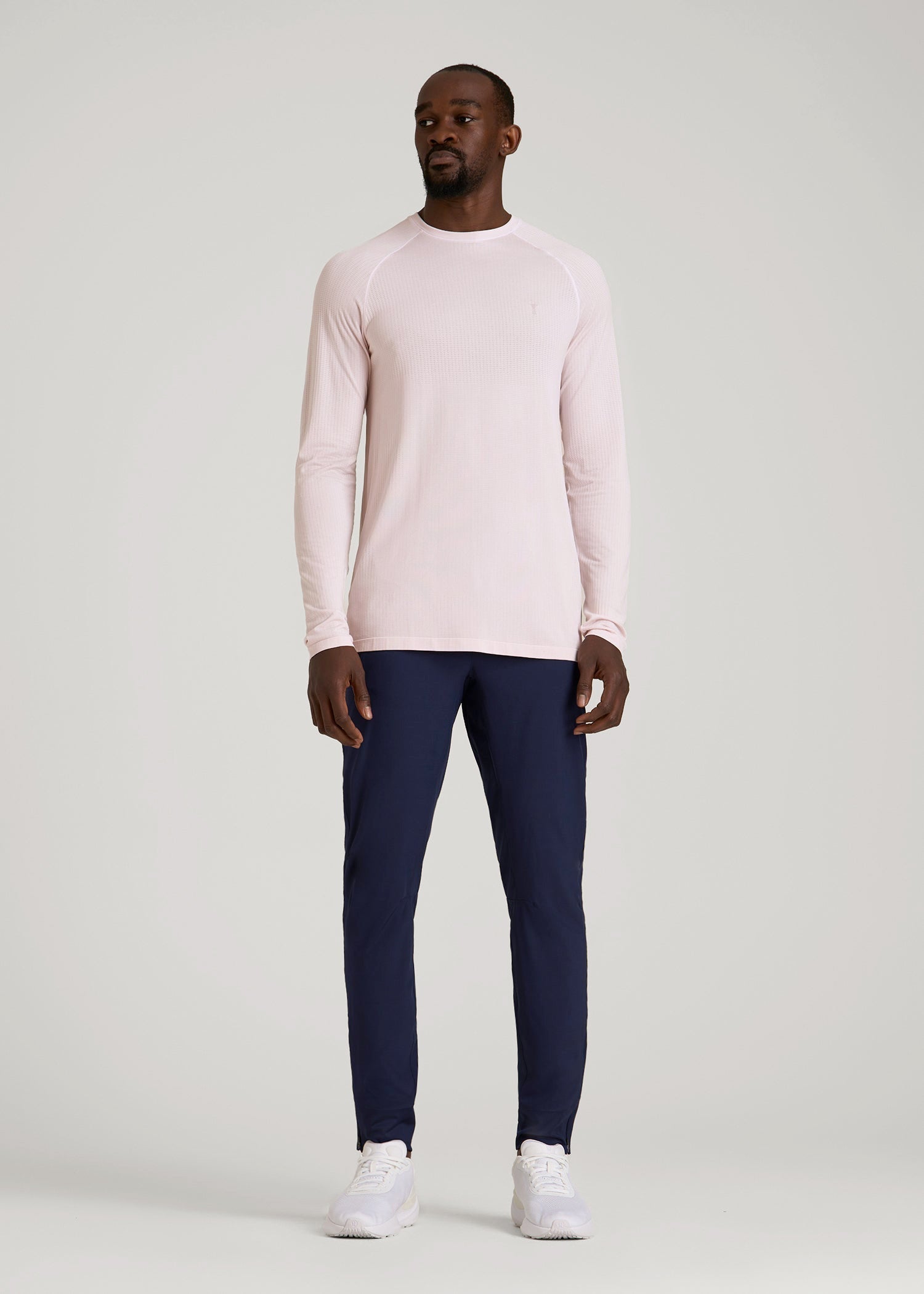 American Tall Men Long Sleeve Vented Performance Top for Tall Men in Grey Lilac