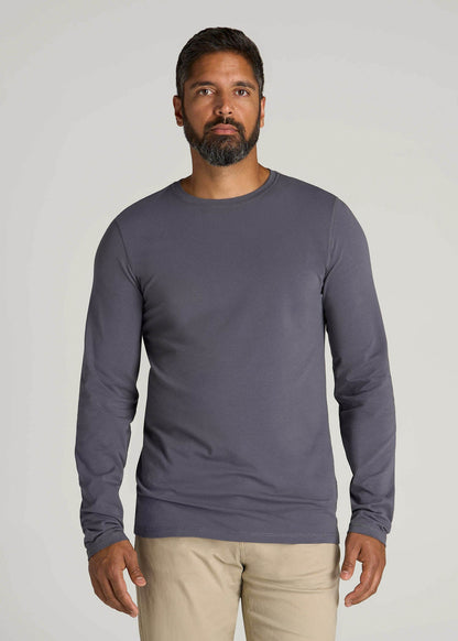 American Tall Men The Essential Slim Fit Long Sleeve Tee for Tall Men in Grey Blue