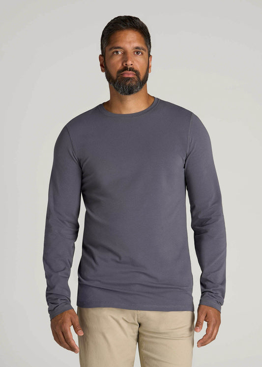 American Tall Men The Essential Slim Fit Long Sleeve Tee for Tall Men in Grey Blue