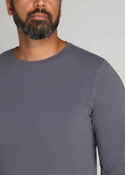 American Tall Men The Essential Slim Fit Long Sleeve Tee for Tall Men in Grey Blue