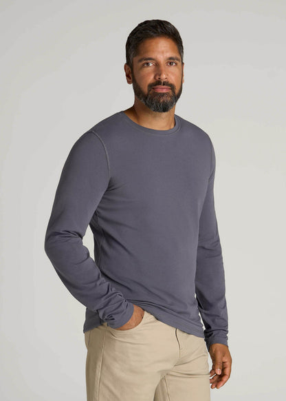 American Tall Men The Essential Slim Fit Long Sleeve Tee for Tall Men in Grey Blue