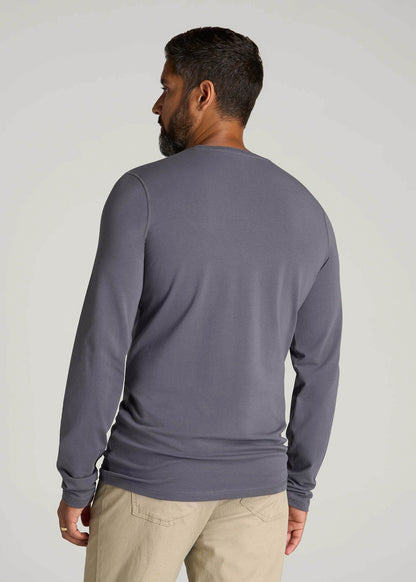American Tall Men The Essential Slim Fit Long Sleeve Tee for Tall Men in Grey Blue