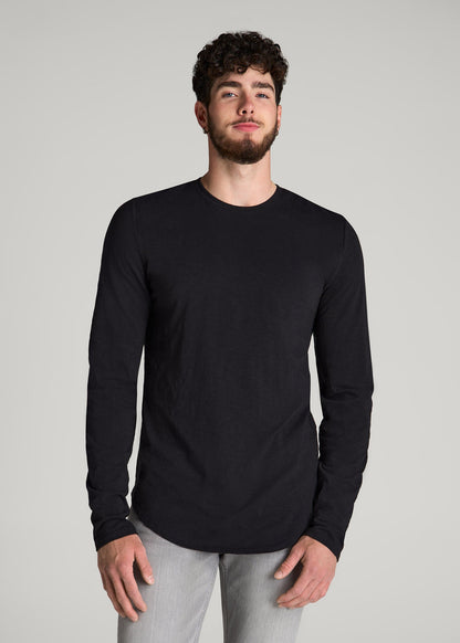 American Tall Men Slub Long Sleeve Scoop Tee for Tall Men in Black