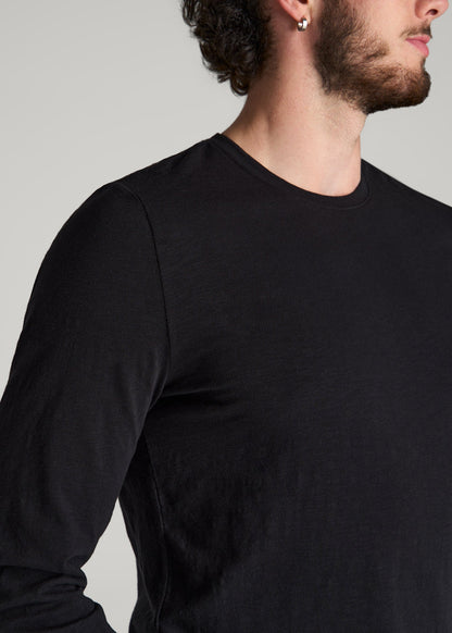 American Tall Men Slub Long Sleeve Scoop Tee for Tall Men in Black