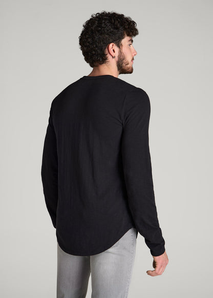 American Tall Men Slub Long Sleeve Scoop Tee for Tall Men in Black