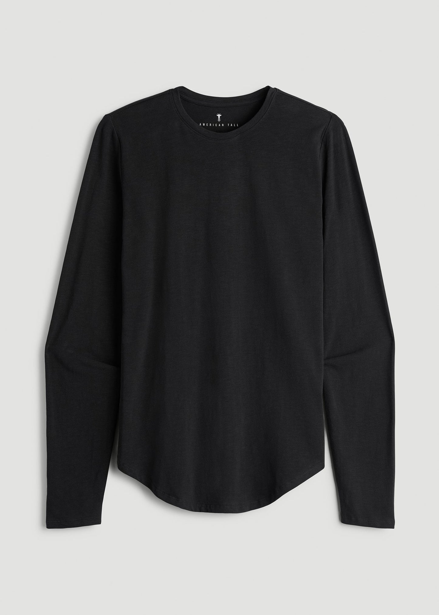 American Tall Men Slub Long Sleeve Scoop Tee for Tall Men in Black