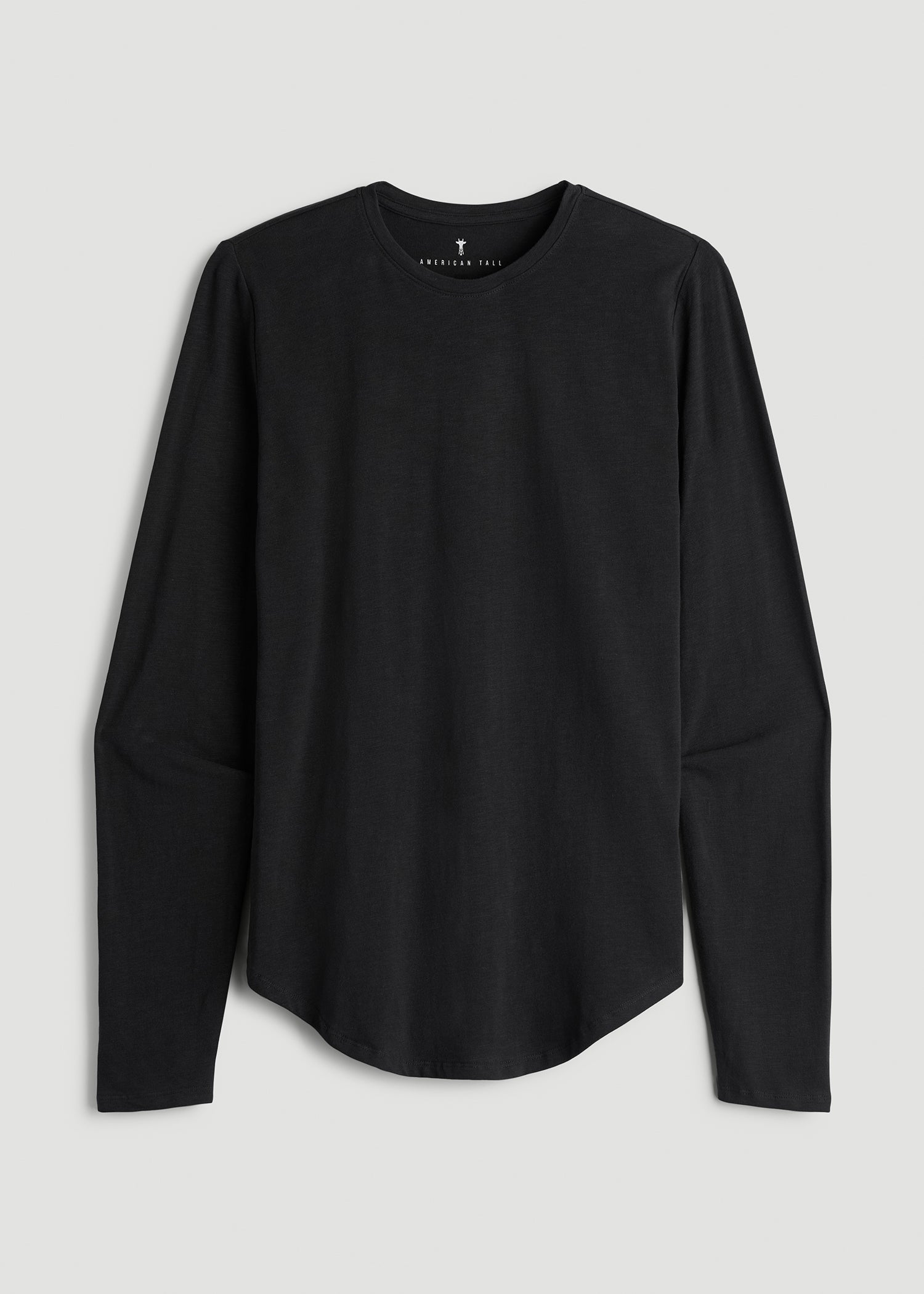 American Tall Men Slub Long Sleeve Scoop Tee for Tall Men in Black