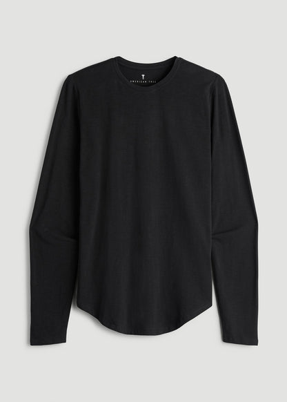 American Tall Men Slub Long Sleeve Scoop Tee for Tall Men in Black