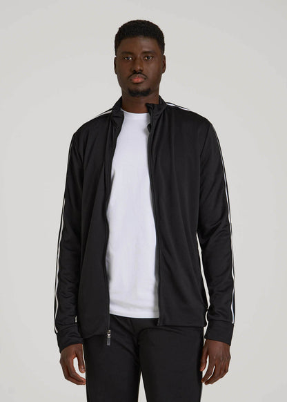American Tall Men Athletic Stripe Jacket for Tall Men in Black-White Stripe